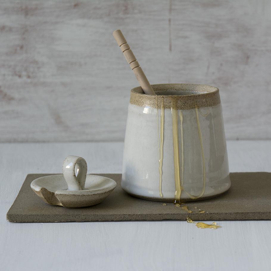 Handmade Ceramic Honey Pots from Clay Concepts and Saratoga Tea