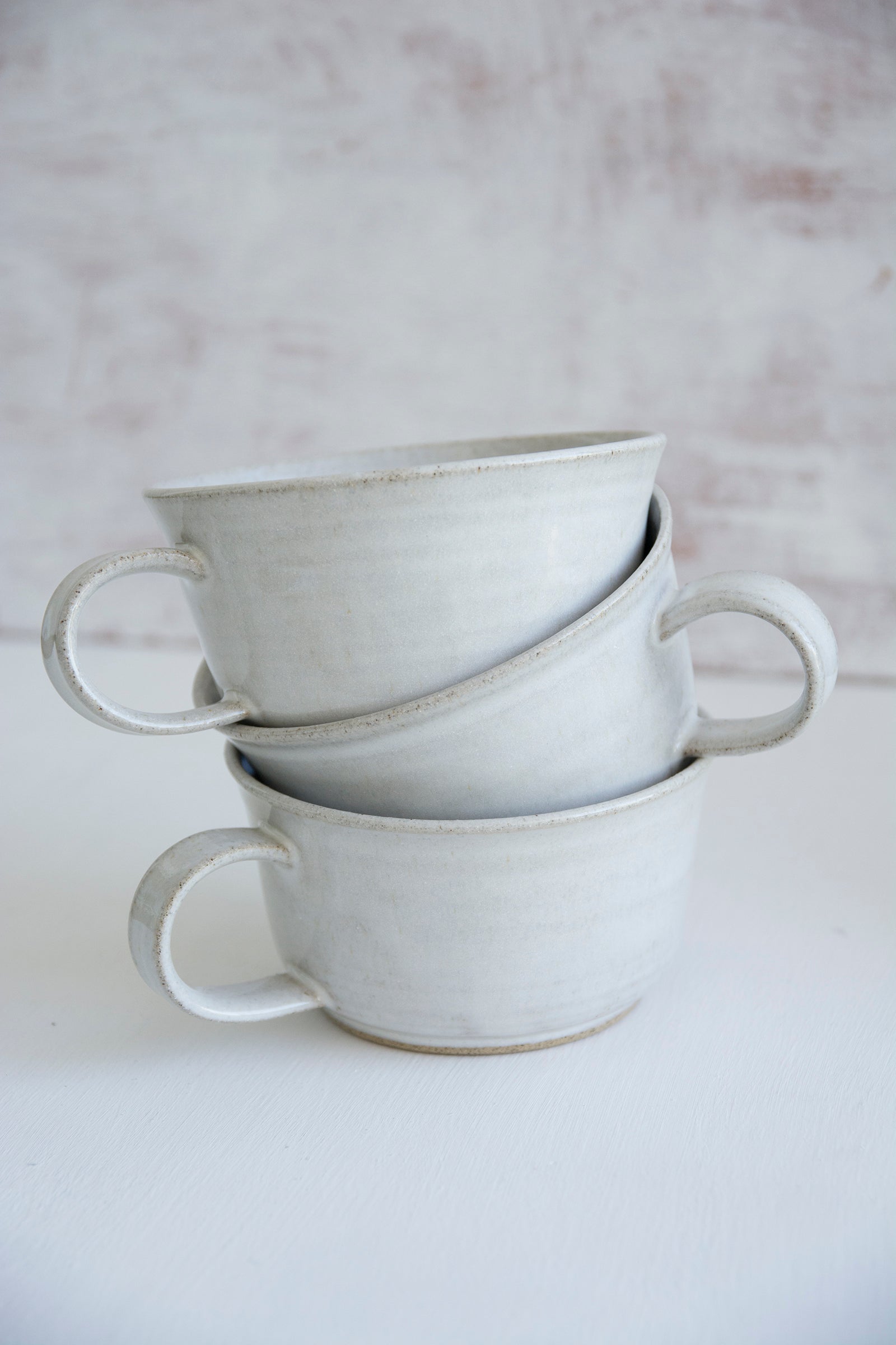 Ceramic Tea Cup, Modern Tea Mug, White Ceramic Cup, White Coffee Mug With a  Straight Lines Pattern 