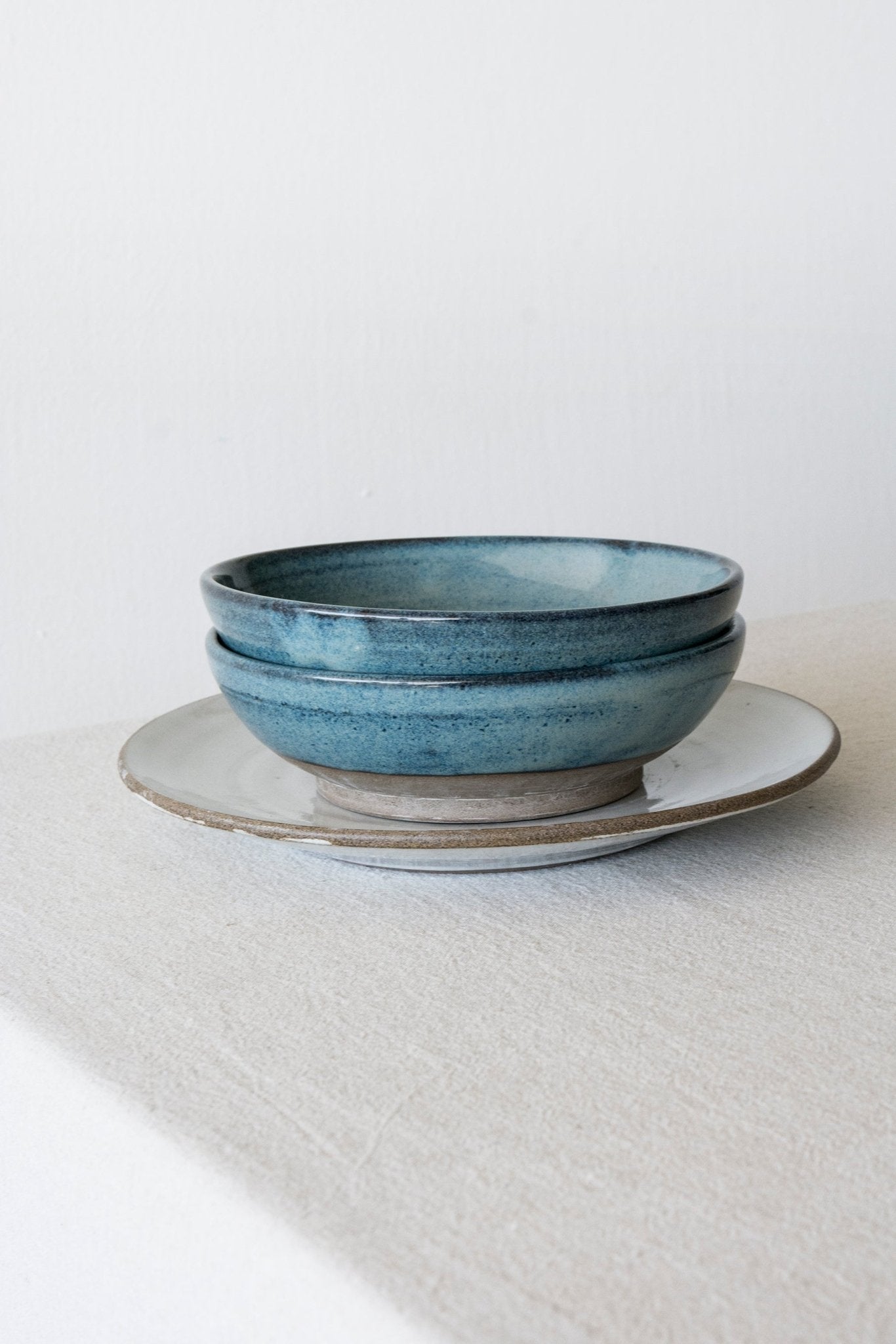 Large Enamelled Stoneware Bowl Made With Potter's Wheel Crisalized Blue Artisanal 2024 Bowl For Your Kitchen Blue Wheel Large Ceramic Bowl