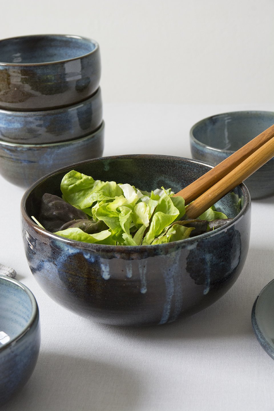 Blue-Gray Ceramic Serving Bowl| Salad Bowl| Snack Bowl| Fruit 2024 Bowl| Tableware| Dinnerware| Kitchen Decor| Housewarming Gift| Gift For Woman