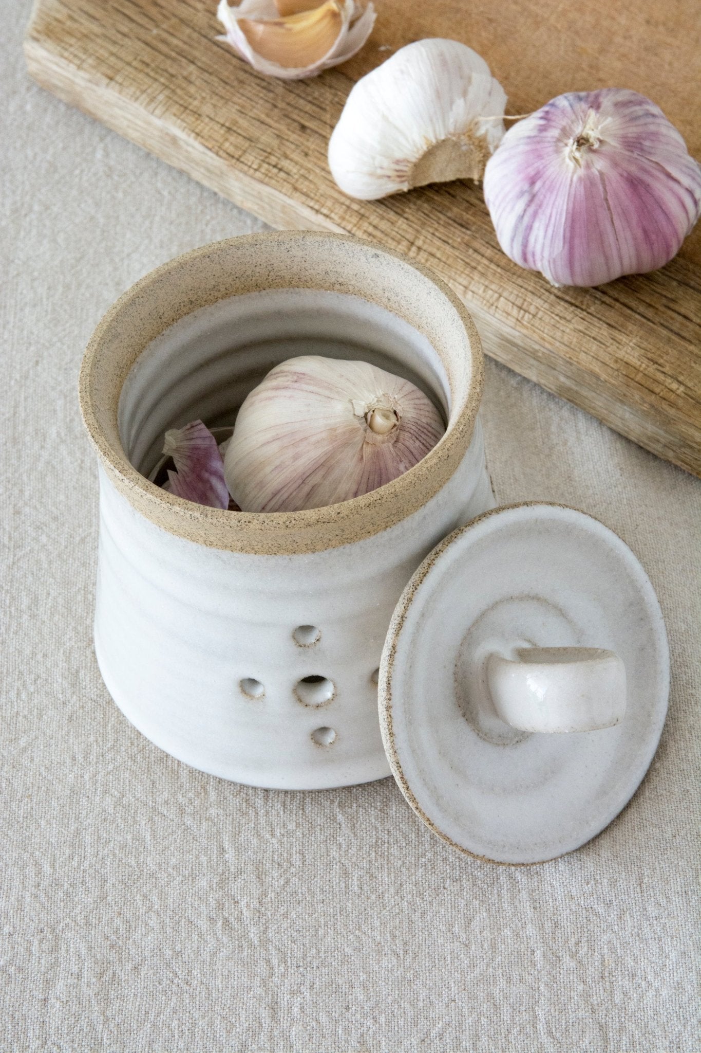 Large Ceramic Garlic Keeper, Green Gray Garlic discount Storage Container, Small Garlic Keeper