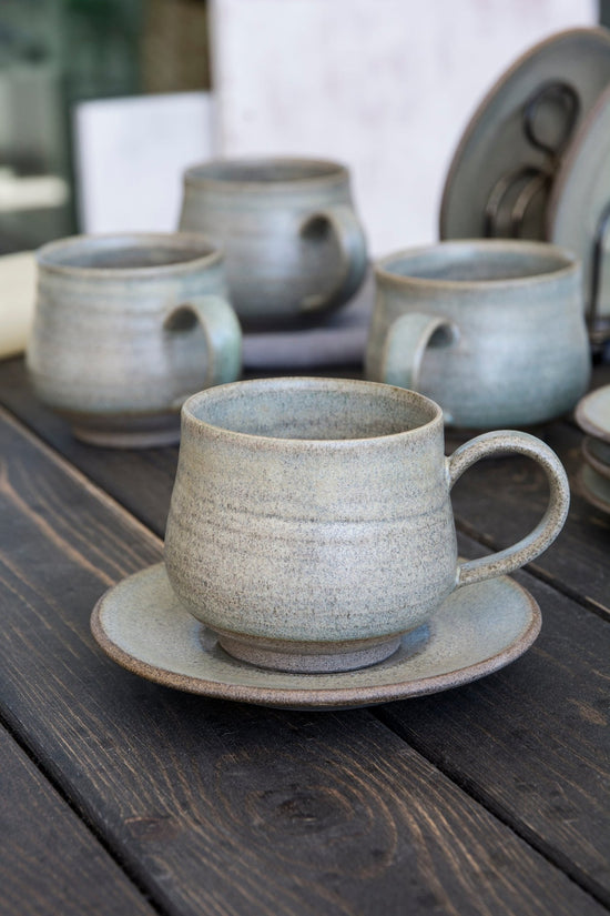 Green Sage Pottery Cappuccino Cup with a Saucer by Mad About Pottery ...