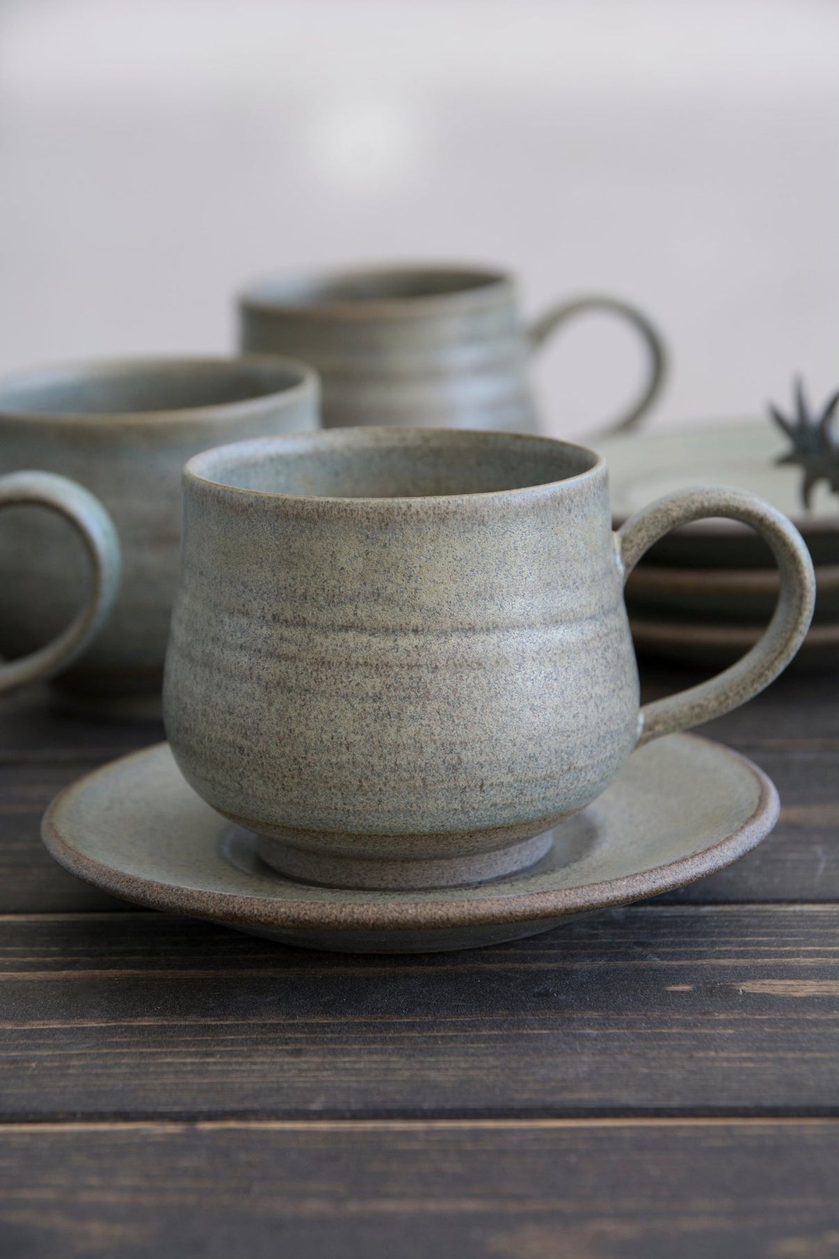 Green Sage Pottery Cappuccino Cup with a Saucer by Mad About Pottery ...