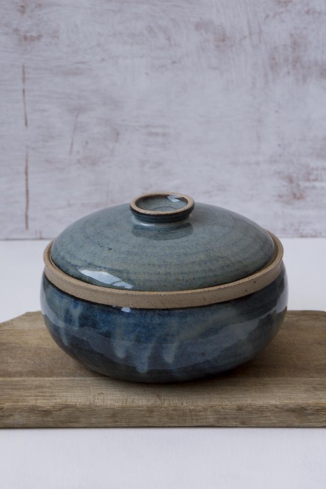 Handmade Pottery Casserole Dish with Lid-Blue Ridge Glaze