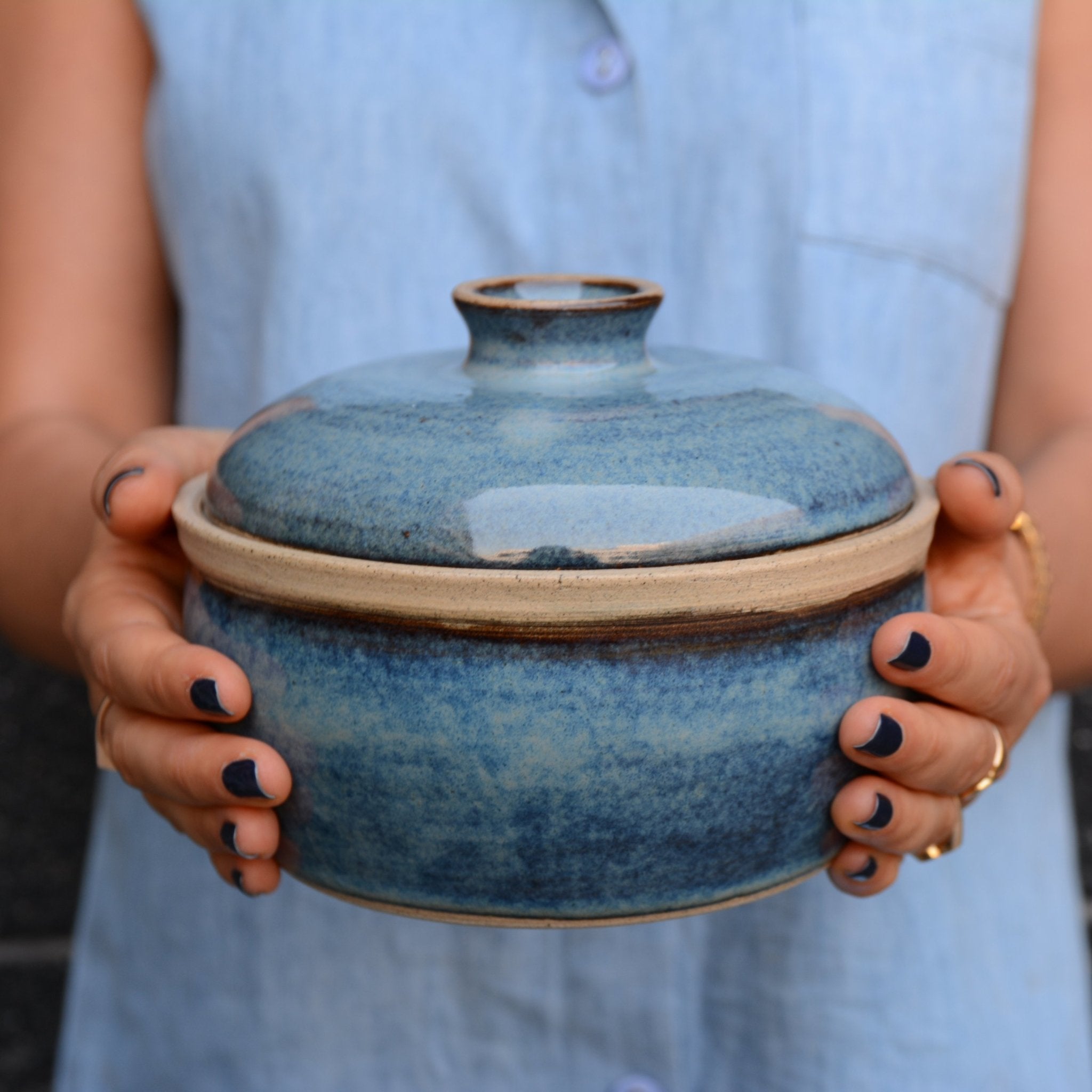 Blue casserole clearance dish