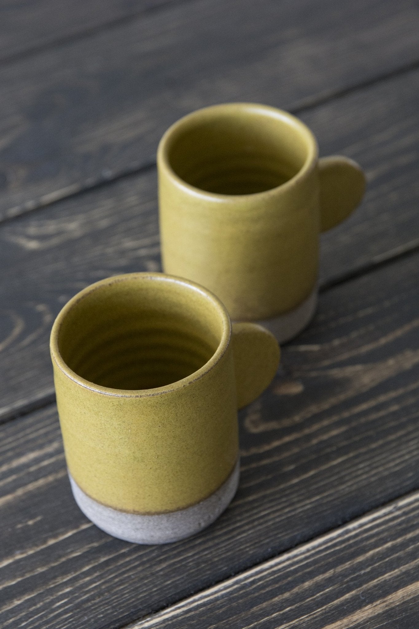 Simply Modern Pottery Collection: 8-oz Tea/Coffee Cups in Sage Green (Set  of 2)