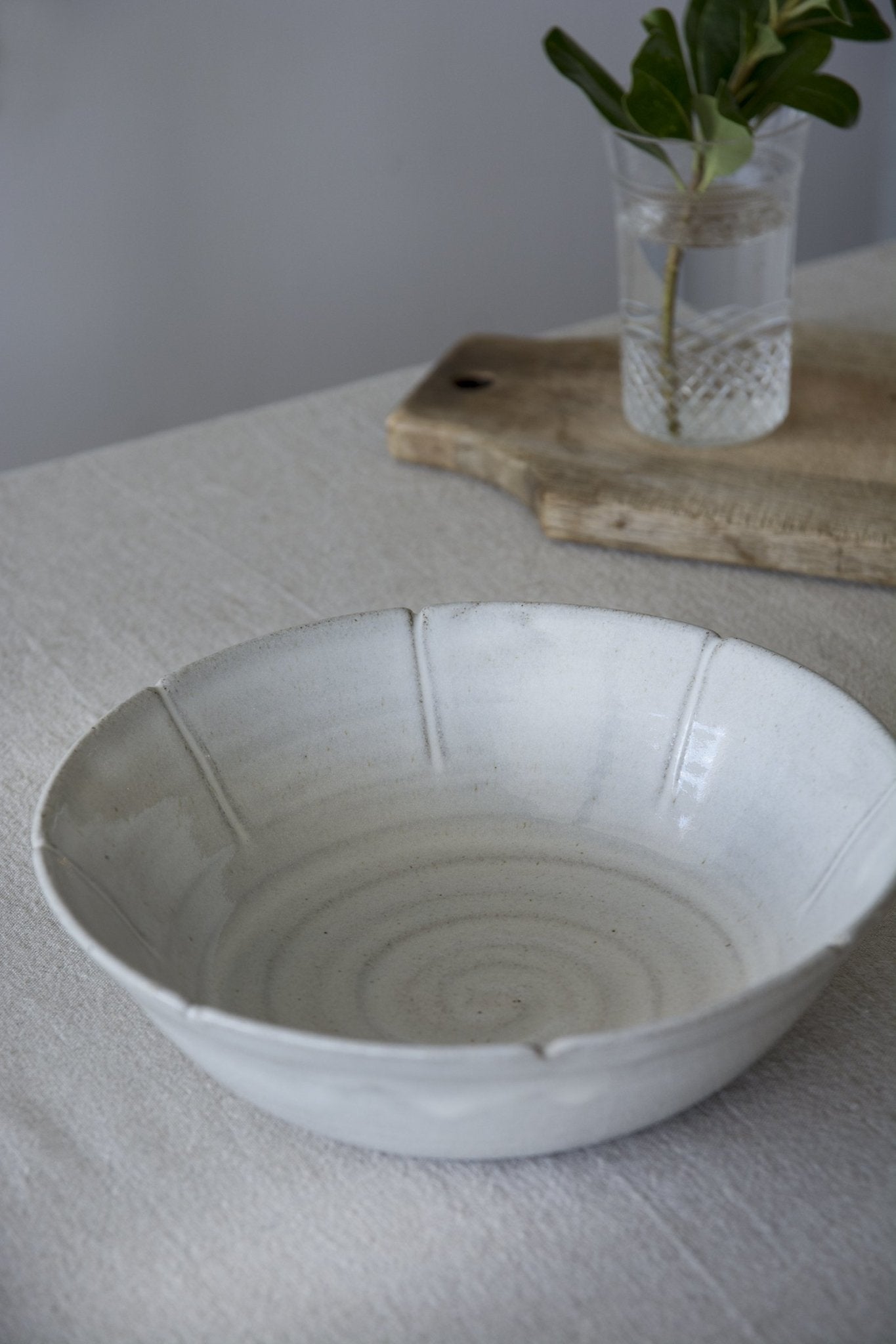 Vanilla White Striped Bowl - 55 fl oz Large Serving Bowl - Salad Bowl - Serving Dish - Veggie Bowl - Boho White Pottery - offers Modern Organic