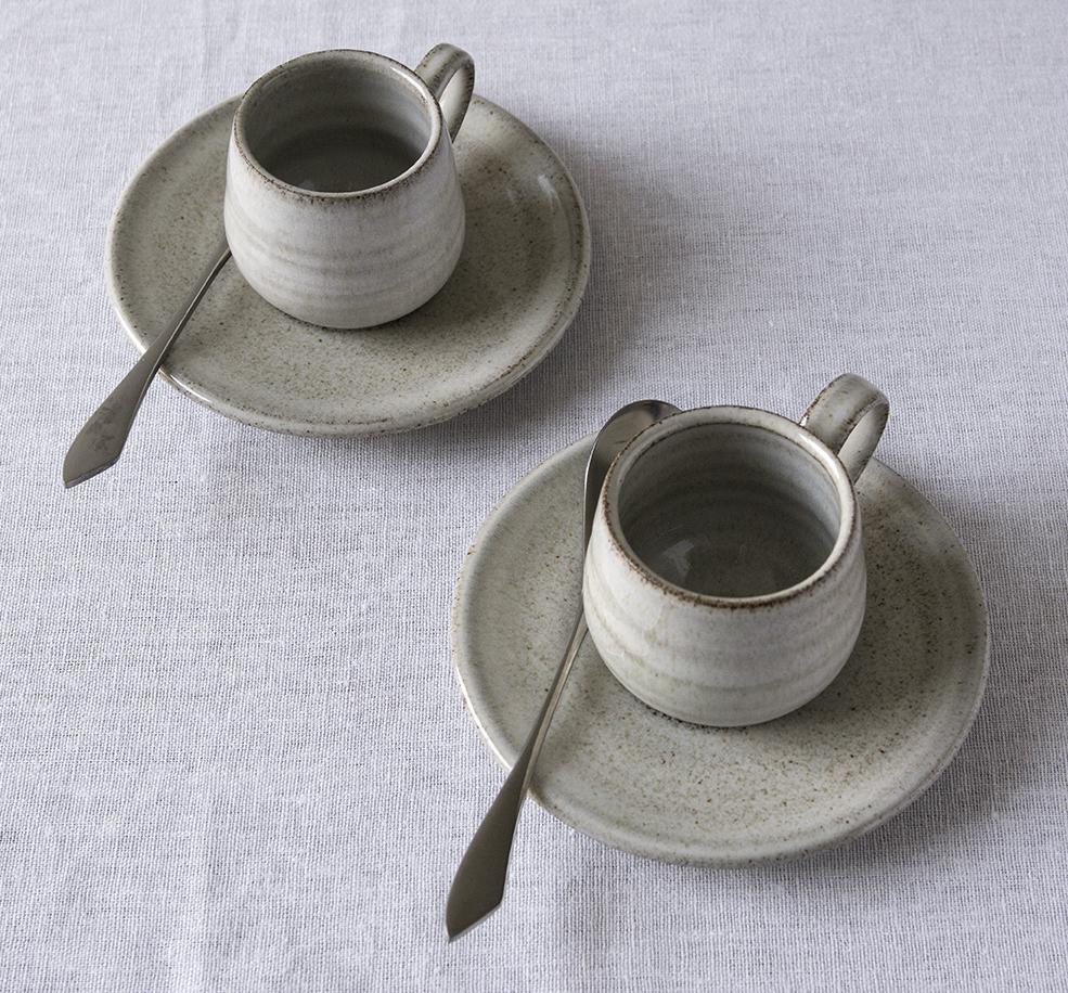 Ceramic Espresso Mugs Checkerboard Black White Coffee Cup Dish